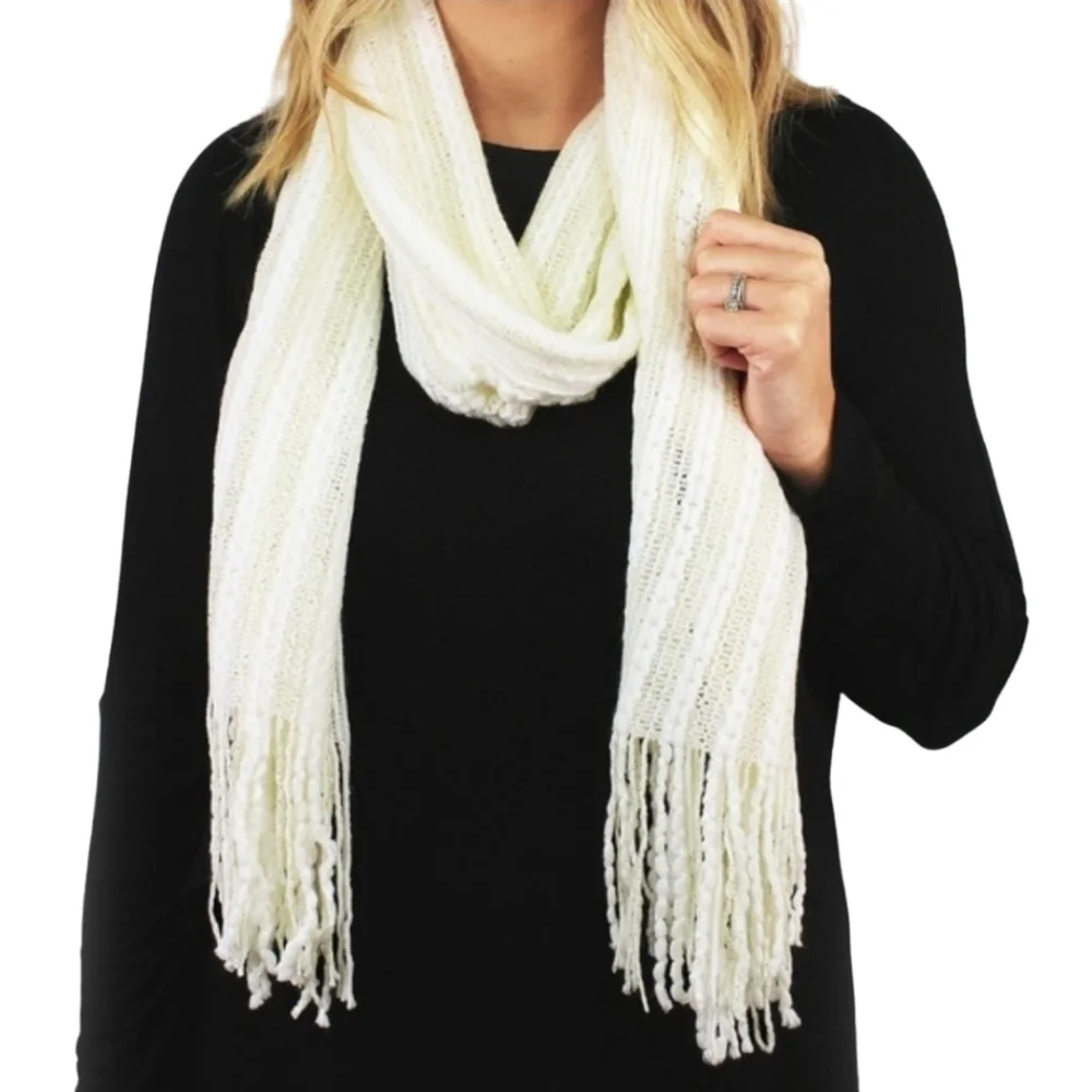 Ivory/Cream & Metallic Long Scarf